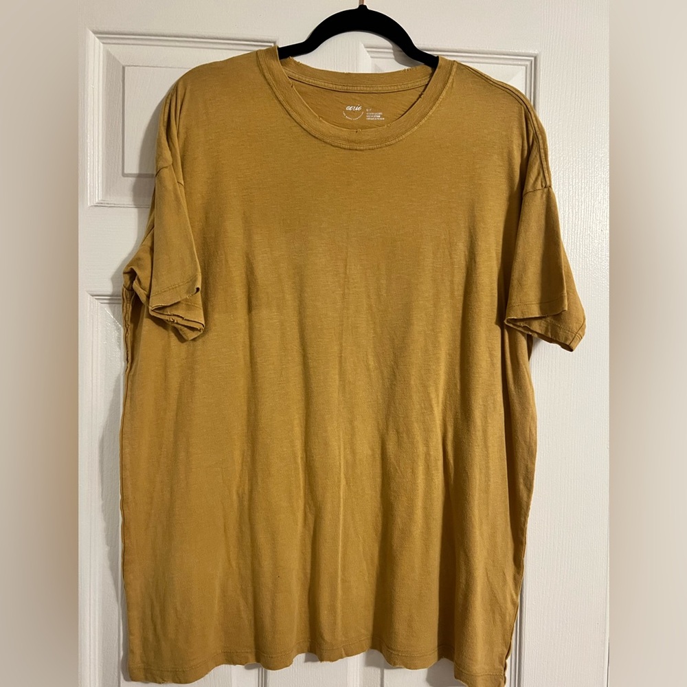 Aerie Yellow Oversized Short Sleeve Crew Neck Tee